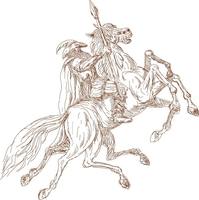 Odin and His Trusty Steed.  I Don't see the Santa Resemblance