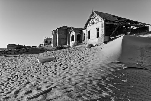 The sandy wasteland of Kolmanskuppe, Namibia